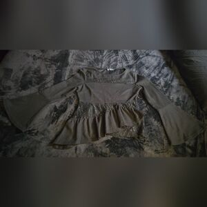 Killstar Black Flared Sleeve Blouse With Lace Accents